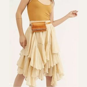 Handkerchief Ruffle Tiered Metallic skirt
